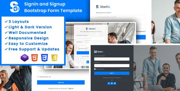 Startu - Signin and Signup Bootstrap Form Template