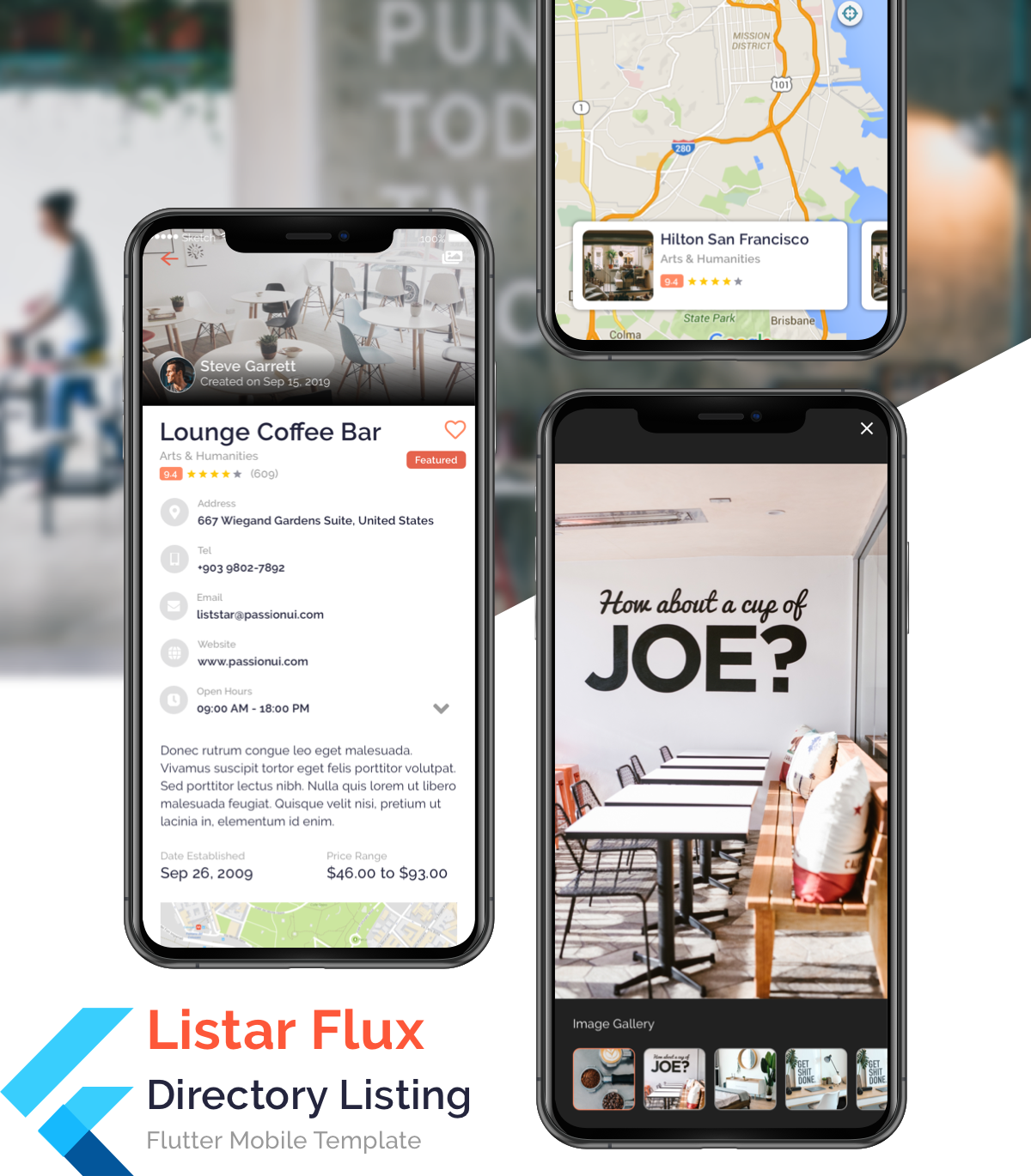 Listar Flux - mobile directory listing app template for Flutter - 1