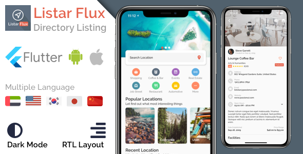 Listar Flux - mobile directory listing app template for Flutter Flutter Ecommerce Mobile App template