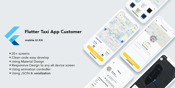 Flutter Taxi App Customer UI KIT Flutter Travel Booking &amp; Rent Mobile App template
