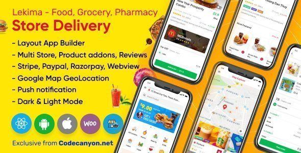 Lekima - Store Delivery Full React Native Application for Wordpress Woocomerce. React native Ecommerce Mobile App template