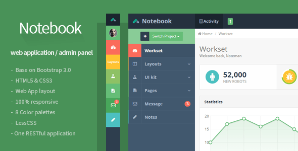Notebook - Web App and Admin Template   Design Uikit