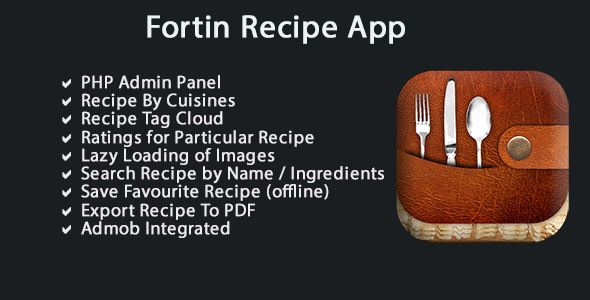 Fortin Recipes App with PHP Admin Panel Android Books, Courses &amp; Learning Mobile App template