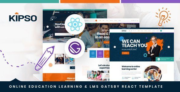 Kipso - Gatsby React Online Education Learning & LMS Template  Books, Courses &amp; Learning Mobile App template