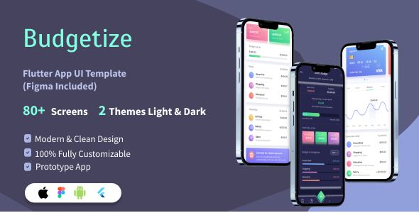 Budgetize - Budget Planner Flutter App Ui Template(Figma Included) Flutter  Mobile 