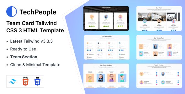 Techpeople Team Cards Tailwind Css Html Template Code Market