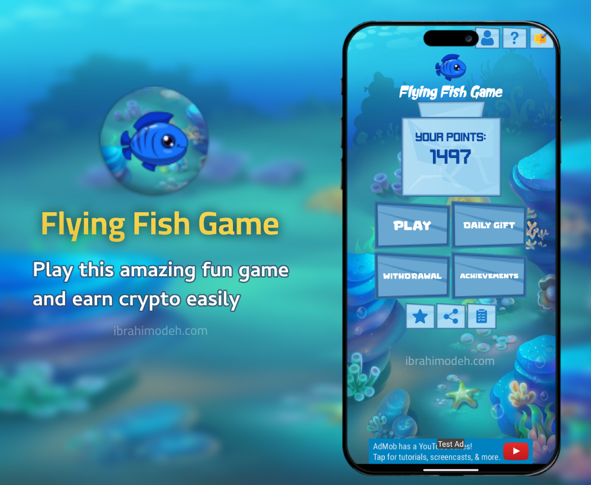 Flying Fish Game - Play to Earn Crypto with Admin Panel and Admob - 5
