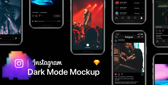 Instagram Darkmode  Social &amp; Dating Design Mockup