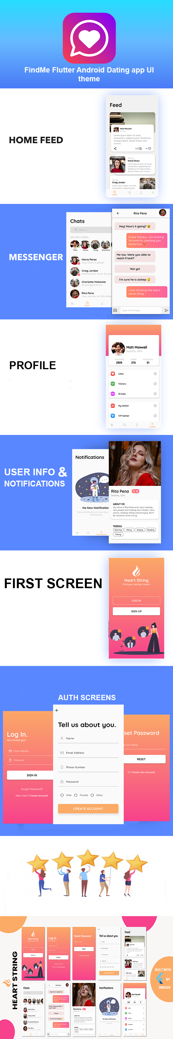 FindMe Flutter Android Dating app UI theme - 1