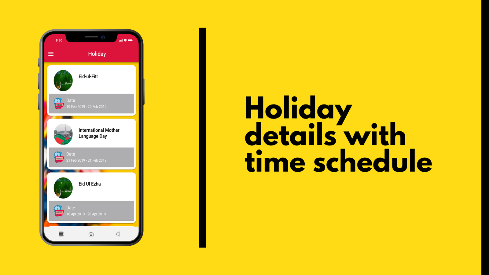 inilabs school app holiday details