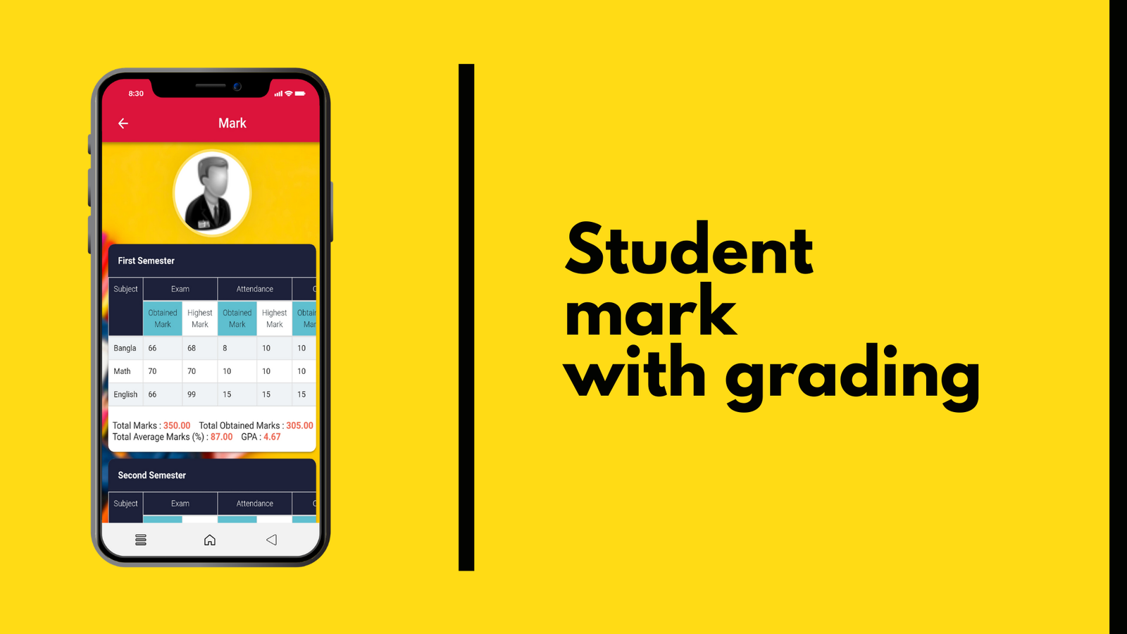 inilabs school app student mark & grading