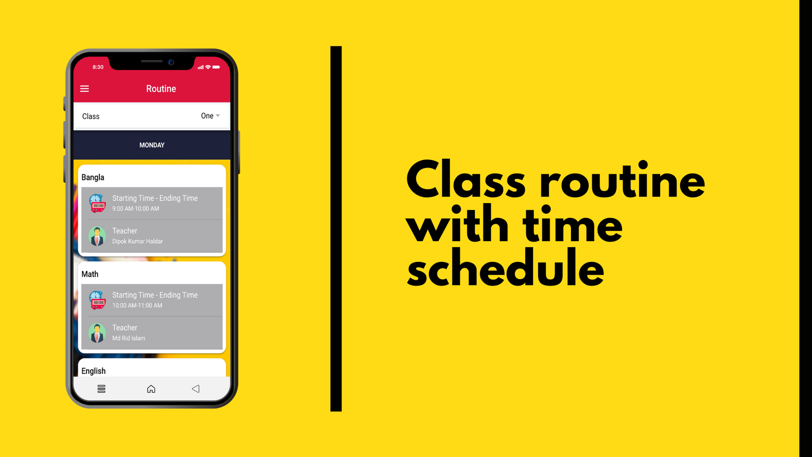 inilabs school app class routine with time schedule