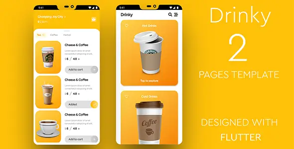Drinky - Flutter Cafe Order App Flutter Ecommerce Mobile App template