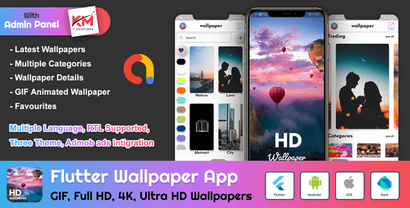 Flutter HD Wallpapers App With Admin Panel Flutter  Mobile App template