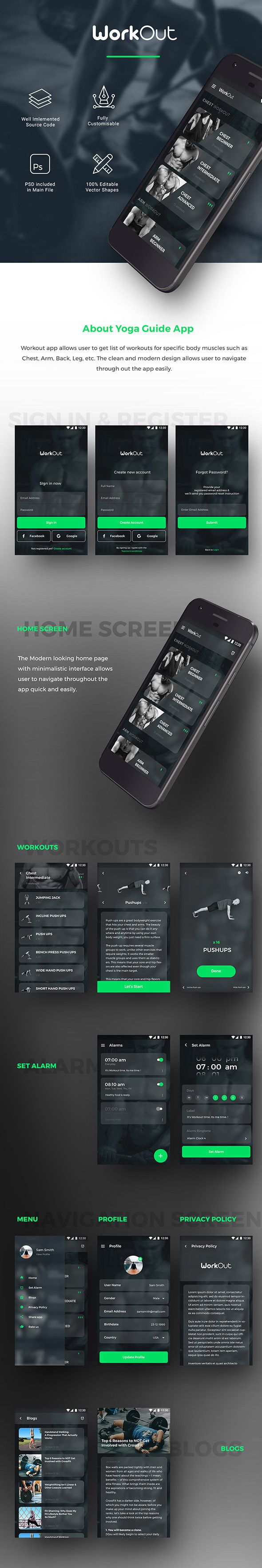 Workout Android App + Workout iOS App | Template (HTML + CSS in IONIC 3) - 2