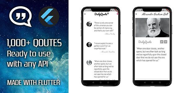 1,000+ DailyQuotes app made with Flutter Flutter  Mobile App template