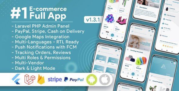E-Commerce Mobile App with admin panel Flutter Ecommerce Mobile App template