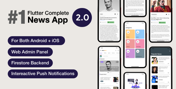 News Hour - Flutter News App with Admin Panel Flutter News &amp; Blogging Mobile App template