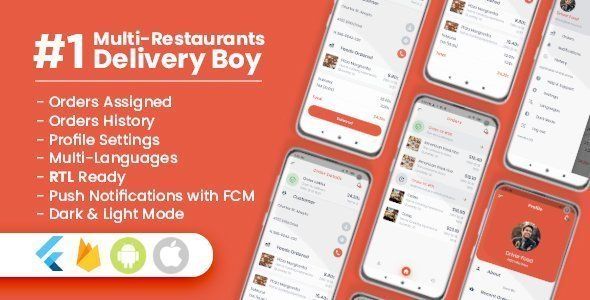 Delivery Boy For Multi-Restaurants Flutter App Flutter Food &amp; Goods Delivery Mobile App template
