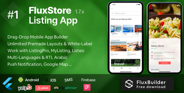FluxStore Listing - The Best Directory WooCommerce app by Flutter Flutter Ecommerce Mobile App template