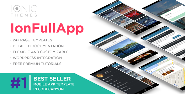 IonFullApp | Full Ionic Template + Cordova Plugins Ionic Developer Tools Mobile App template