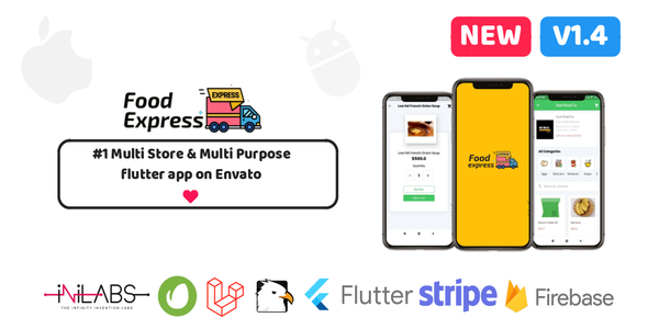Food Express : Multi Store E-commerce, grocery, medicine, food order app with Laravel Admin Panel Flutter Ecommerce Mobile App template