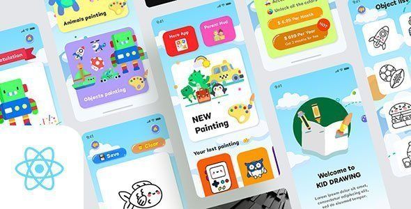 Kids Draws - React Native App Flutter  Mobile App template