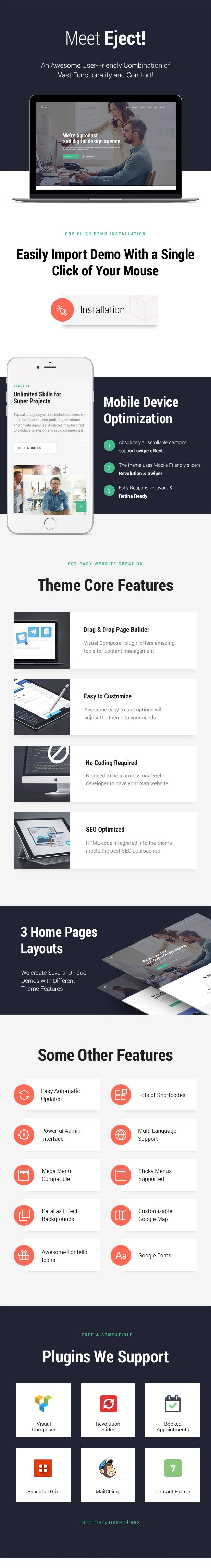 Features of Web Studio & Creative Agency WordPress Theme 
