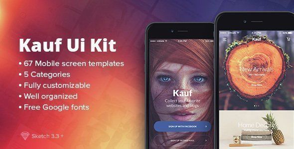 Kauf iOS UI Kit - 67+ Template for Sketch  Ecommerce Design Uikit