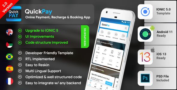 Recharge Booking & Bill Online Payment Android App + Online Payment iOS App Template | IONIC c5 Ionic Finance &amp; Banking Mobile App template