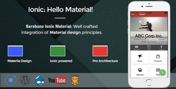 Barebone Ionic Material Ionic  Mobile App template