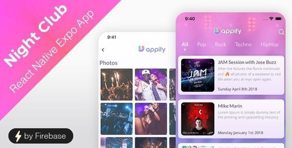 Night Club App - React Native Expo App React native Events &amp; Charity Mobile App template