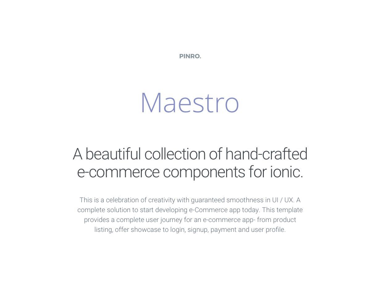 Maestro - Ionic 3 E-Commerce Template - 1