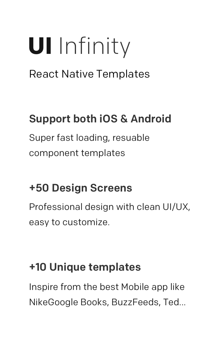 UI Infinity - React Native UI template from the best products - 2