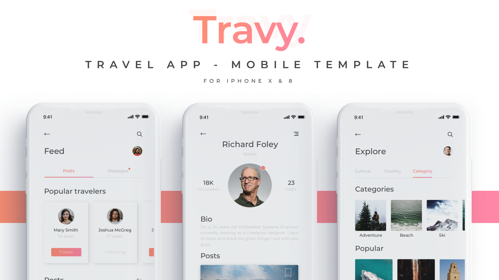 Travy - Travel app mobile ui kit - 1