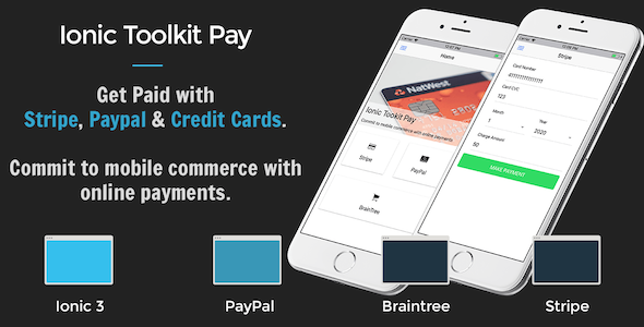 Ionic 3 Toolkit Pay Personal Edition - Get Paid with Stripe, Paypal & Credit Cards Ionic  Mobile App template