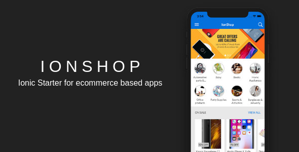 IonShop - Ionic 3 Starter for Ecommerce Based Apps Ionic Ecommerce Mobile App template