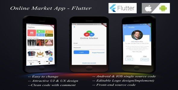 Online Shopping App - Flutter React native Ecommerce Mobile App template