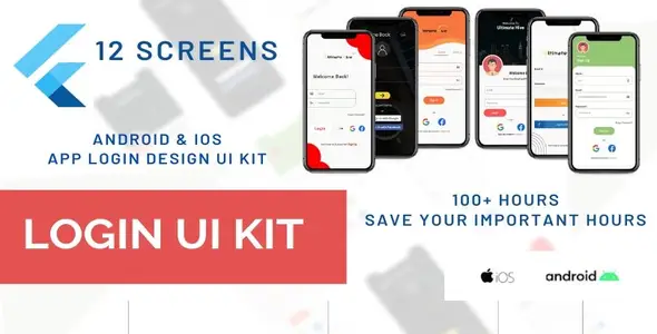 Flutter Login & Registration UI KIT 12 Screens Flutter Developer Tools Mobile App template
