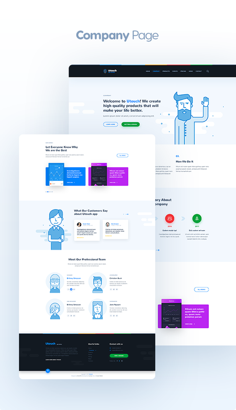 Utouch - App Startup Website PSD Template - 5