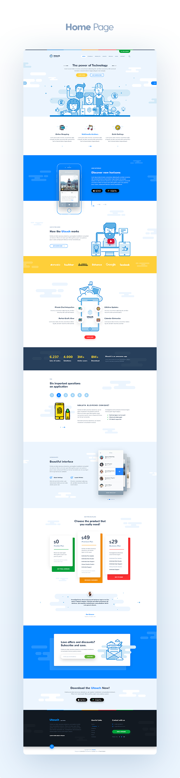 Utouch - App Startup Website PSD Template - 4