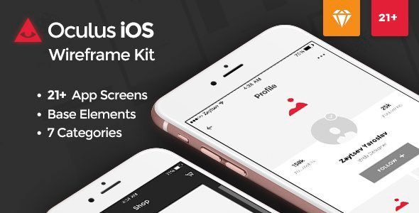 Oculus iOS Wireframe UI Kit  Ecommerce Design Uikit