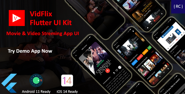 Movie, Web Series & Video Streaming App UI Template in Flutter - For Android & iOS Flutter Music &amp; Video streaming Mobile App template
