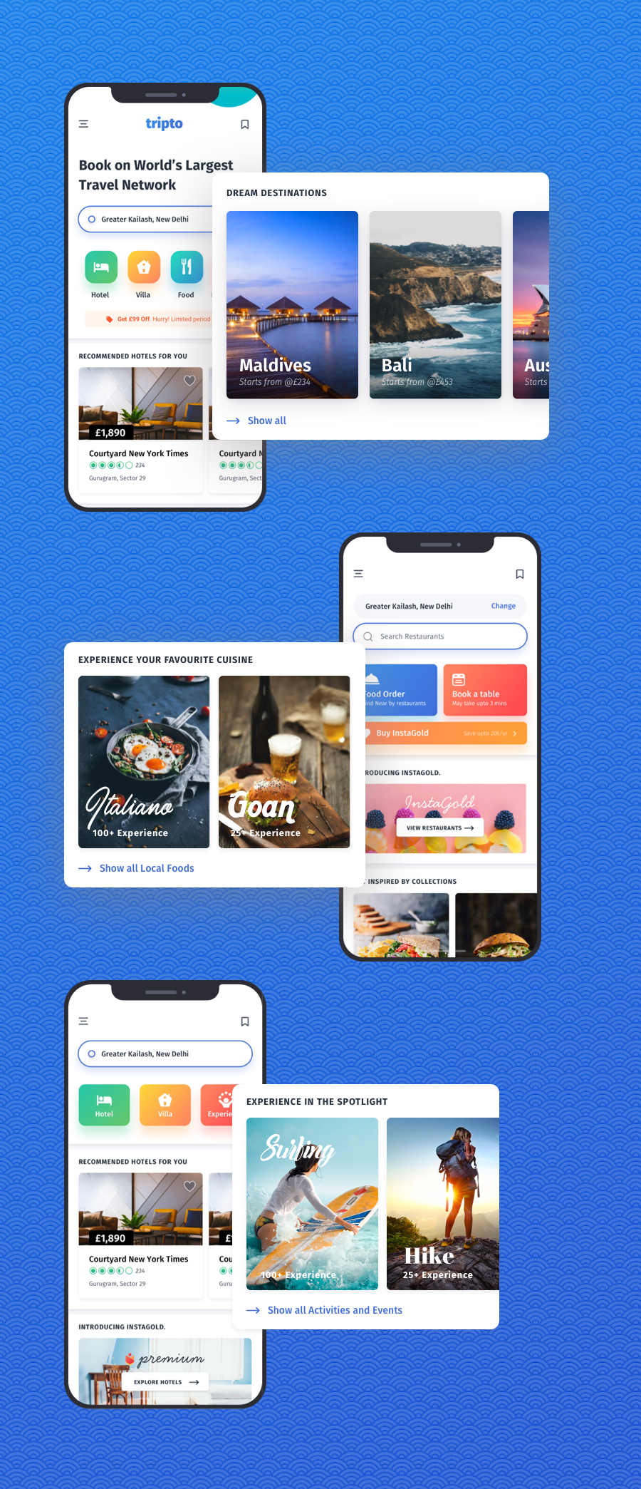 Tripto - Travel and Food Mobile App UI-kit