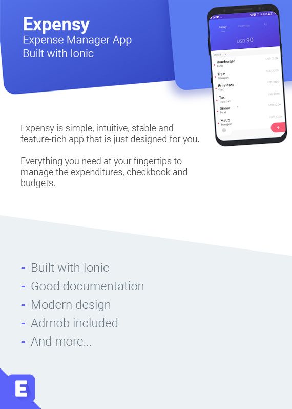 Expensy - Expense Manager Ionic App with Ads - 1