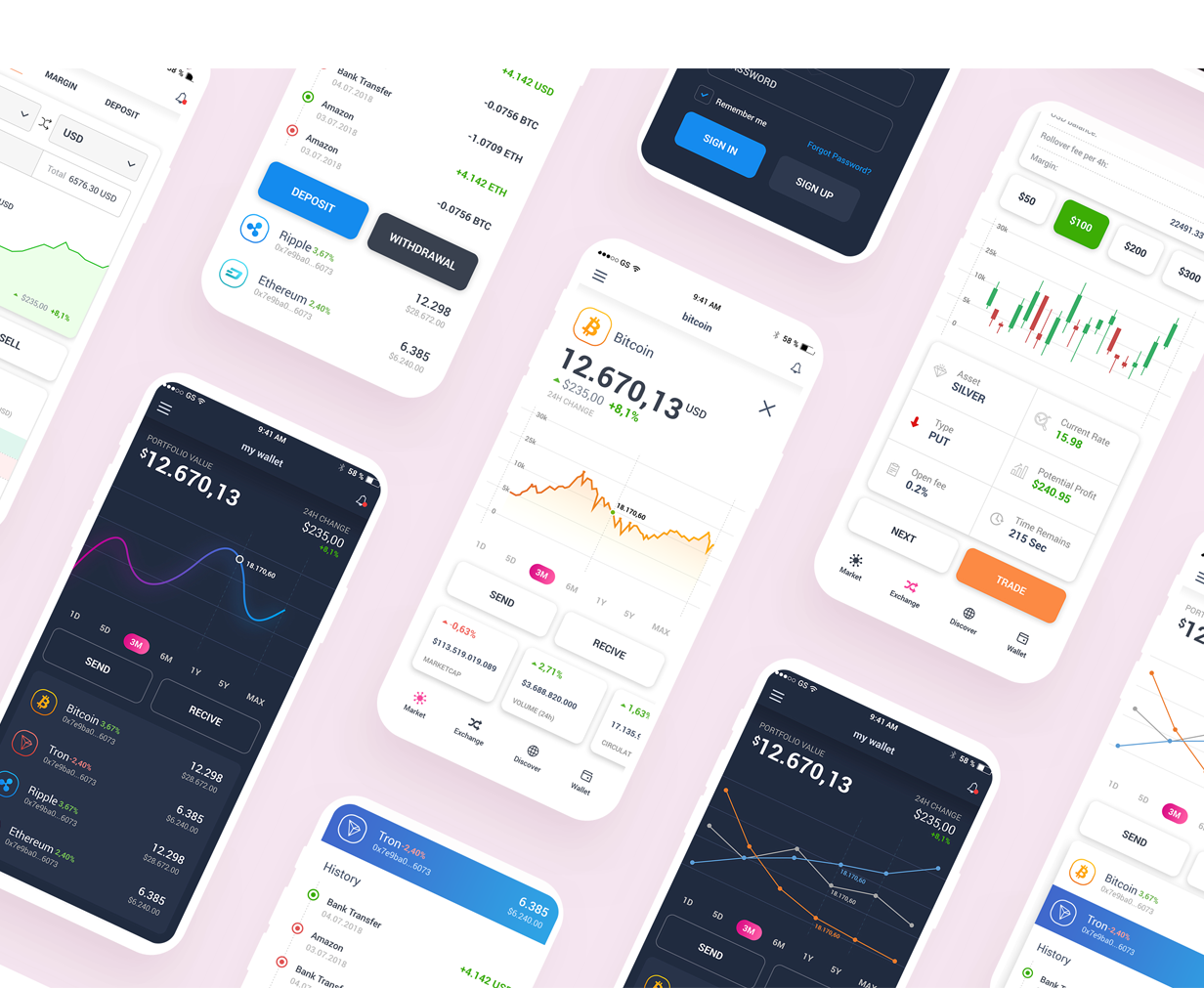 BlockApp - Crypto Currency Mobile App PSD Template - 3