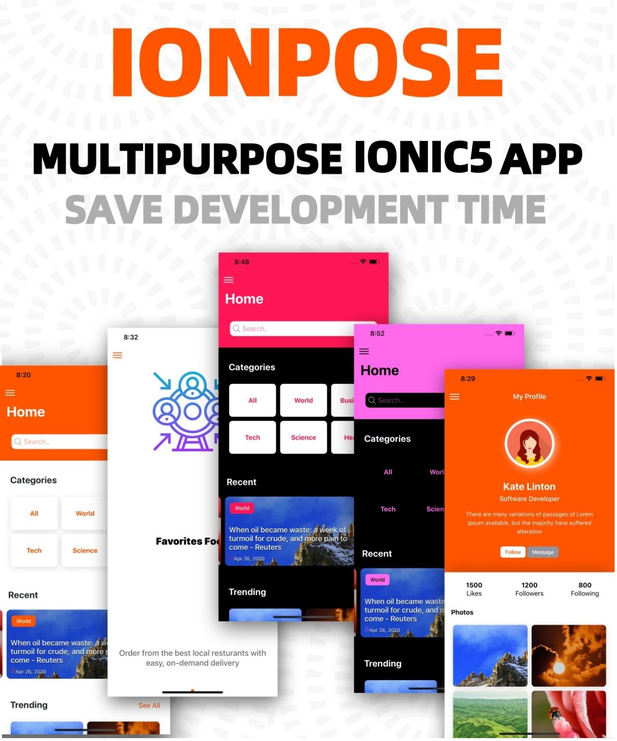 IonPose - Multipurpose Ionic5 App (RTL + Dark Mode + 15 Theme Colors + Multi-Language Support) - 3