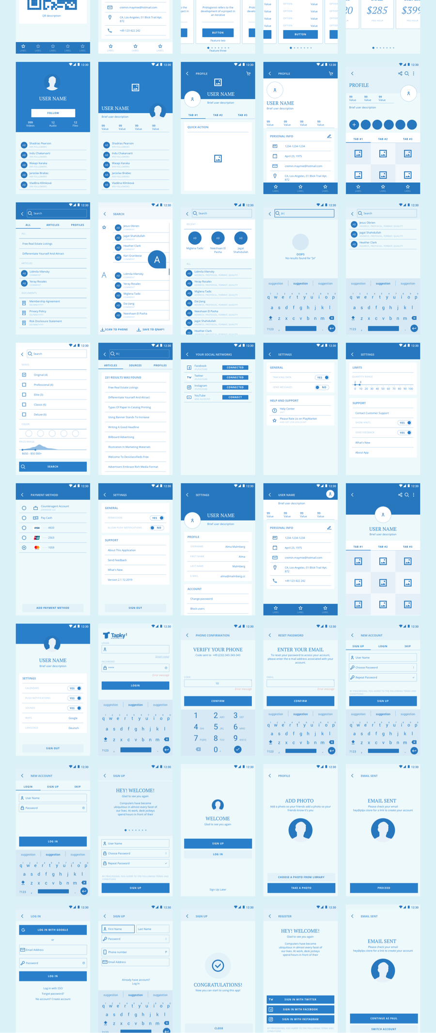 Tapky 1 | Wireframe UI Kit - 140 Sketch Templates for Your Next Android App - 9