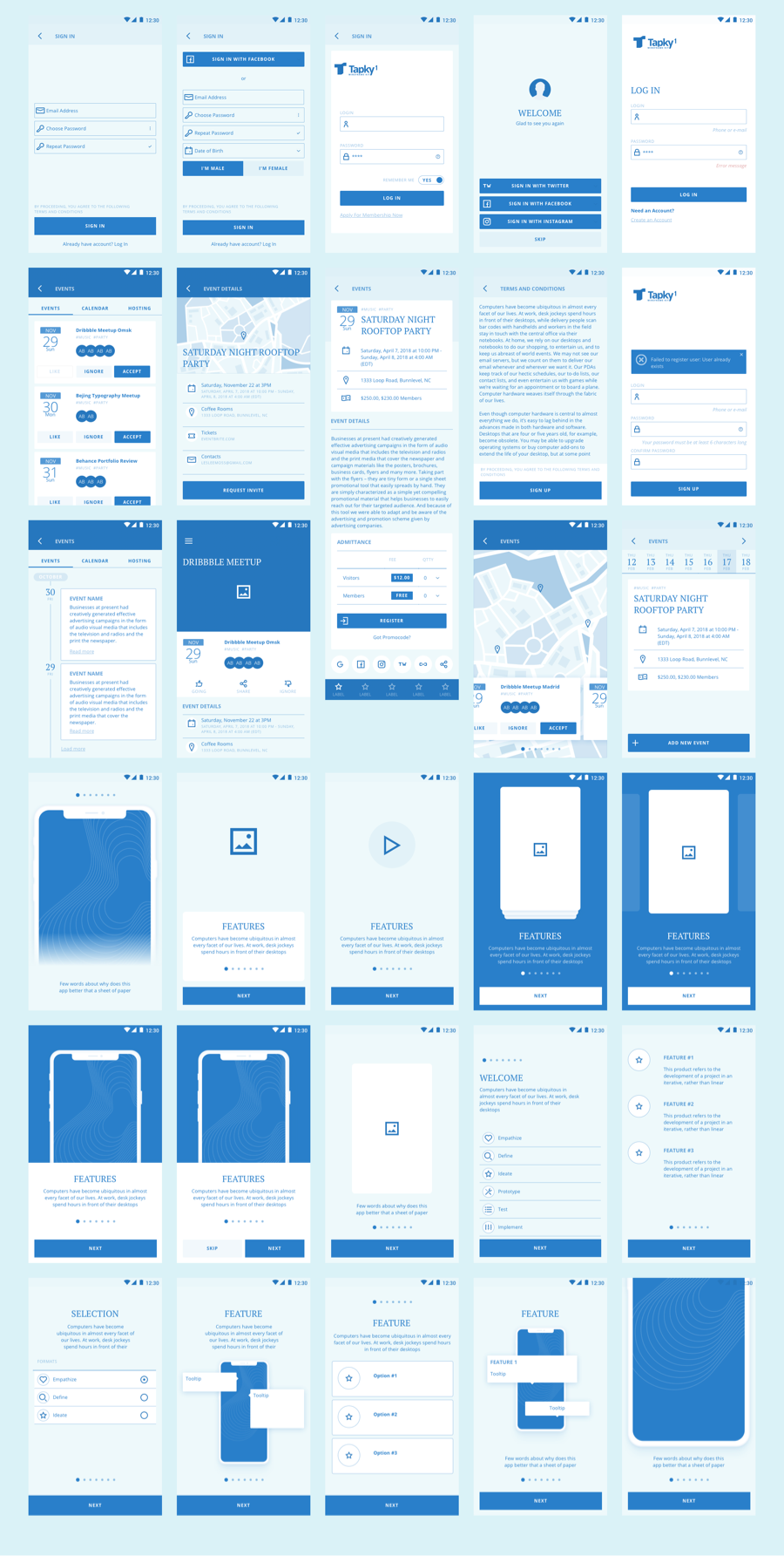 Tapky 1 | Wireframe UI Kit - 140 Sketch Templates for Your Next Android App - 10
