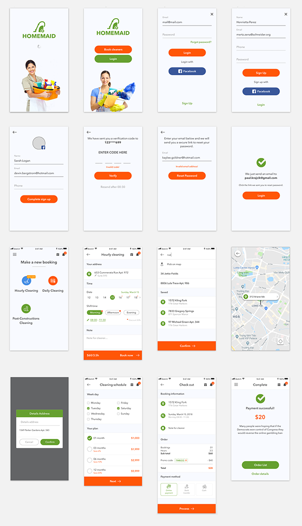 HomeMaid - Home Cleaners and Handymen Booking Mobile UI Pack - 1
